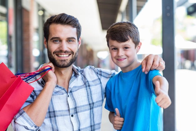 Portrait of a father and his son