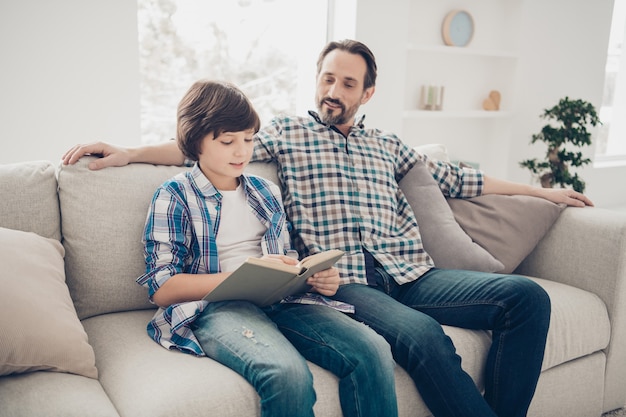 Portrait of father and son spending time together