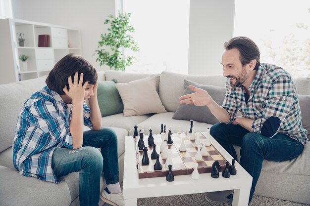 Portrait of father and son spending time together