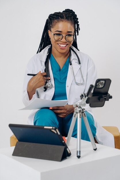 Portrait of female african american healthcare worker