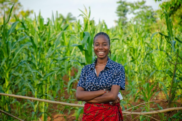 Portrait of a female african farmer smiling