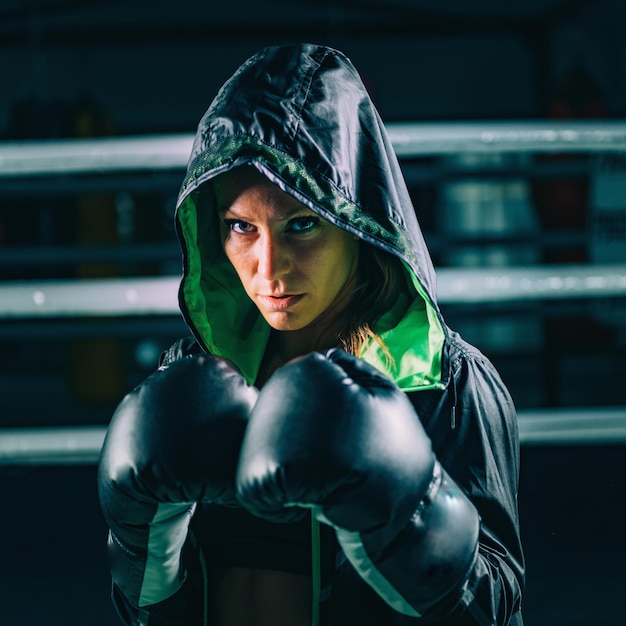 Photo portrait of female boxer