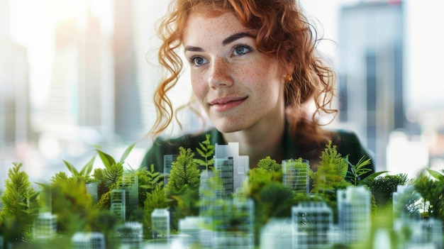 엘리트 동네를 위한 친환경 도시 개발을 설계하는 여성 도시 계획자의 초상화