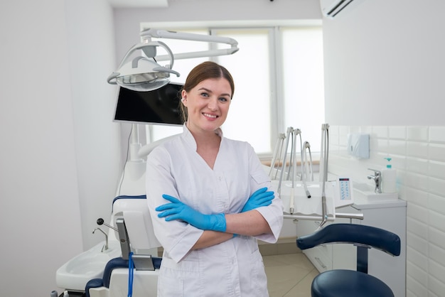 Portrait of a female dentist in a dental office