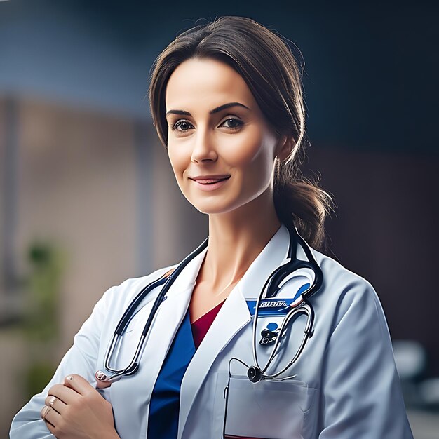 Photo portrait of a female doctor in aigenerated imagery