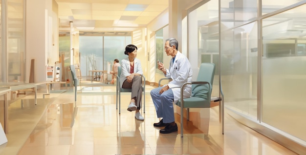 portrait of a female doctor doctor standing in hospital doctor in hospital Patients sitting