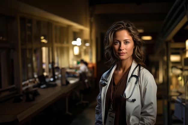 Портрет женщины-врача в больнице Генеративное изображение Ai