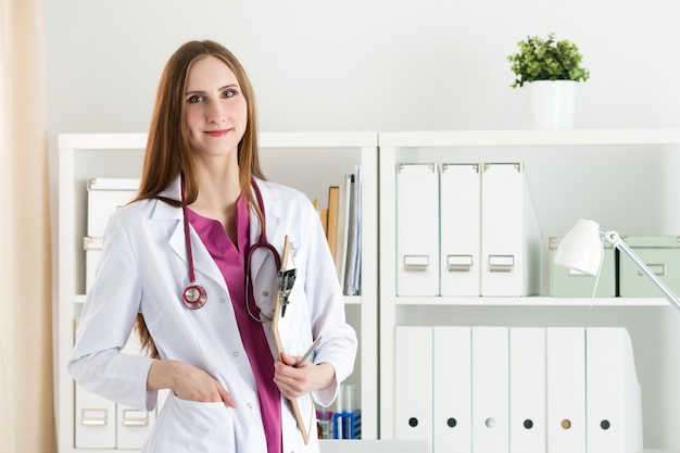 Portrait female doctor at hospital