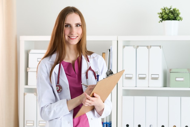 Portrait female doctor at hospital