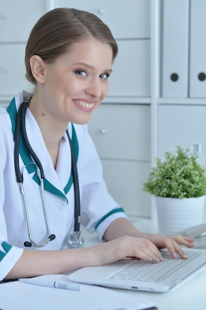 Portrait of female doctor working in hospital