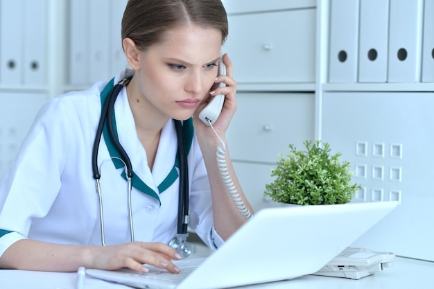 Portrait of female doctor working in hospital