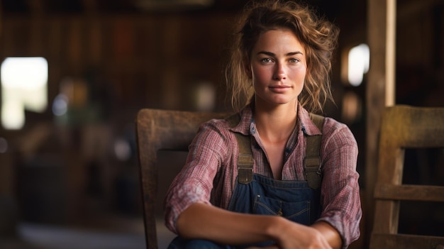 Portrait of a female farmer resting after a day's work