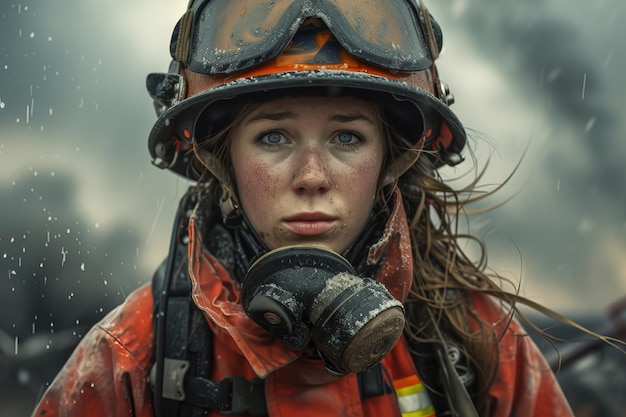 女性消防士の肖像画