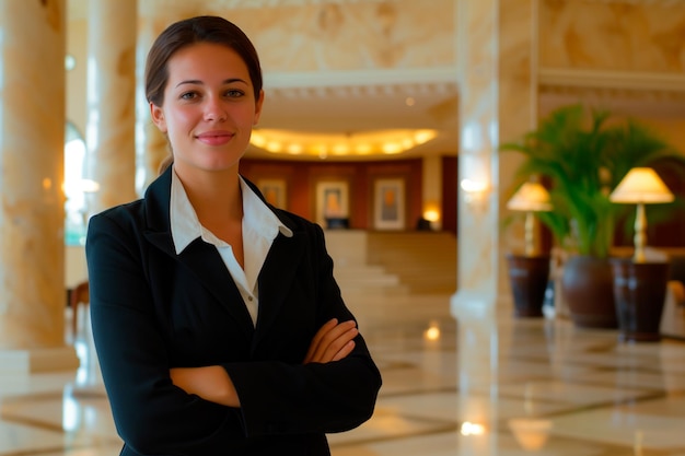 豪華なホテルの女性マネージャーの肖像画