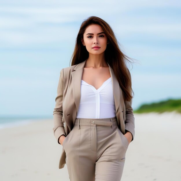 Portrait of a female model in semi formal fashion style