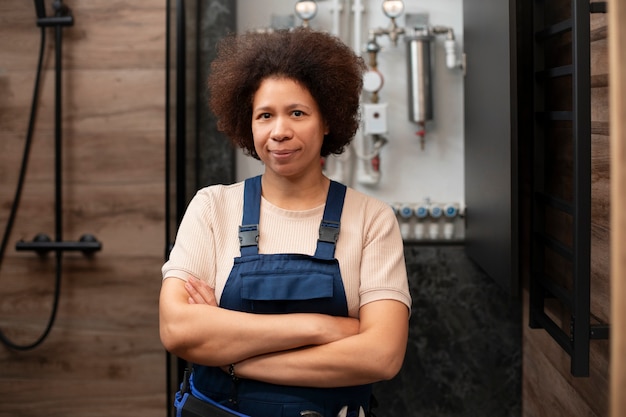 Portrait of female plumber