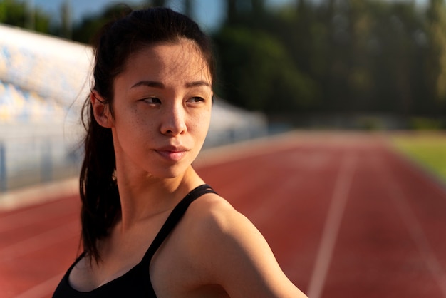 Photo portrait of female runner training