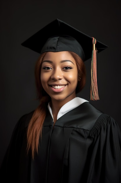 portrait of a female student on graduation day created with generative ai