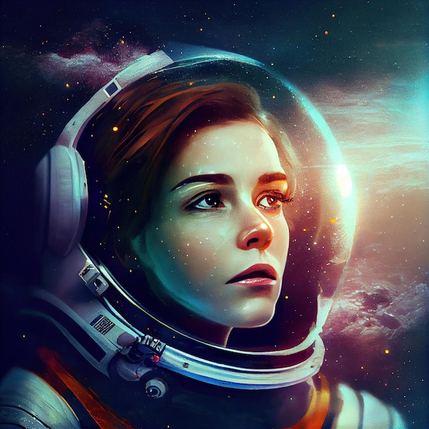 Portrait of an fictional astronaut in a spacesuit