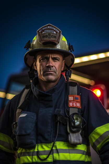 Portrait of fireman in full gear