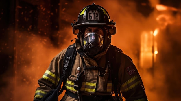 Portrait of fireman wearing mask