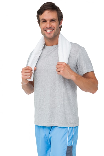 Portrait of a fit young man with towel