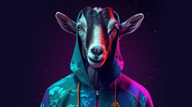 Portrait of a fitness athlete goat wearing sportswearGenerative AI