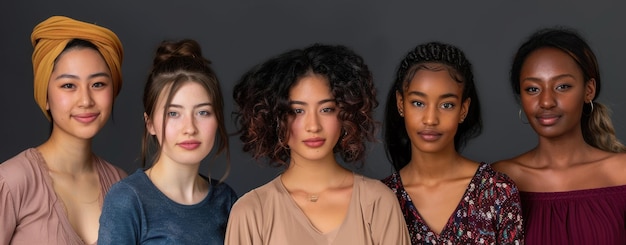 Photo portrait of five young women showcasing diversity and beauty