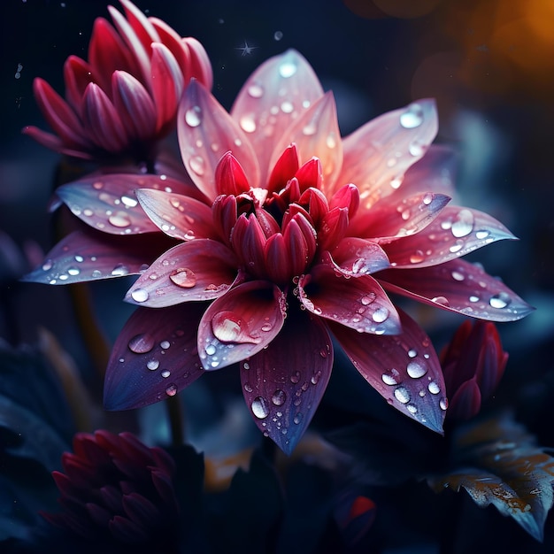 portrait of flower with water drops