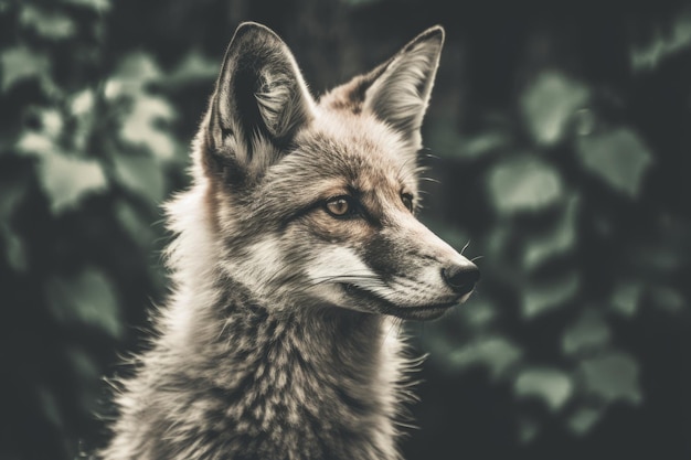 Portrait of fox in the forest duotone Beautiful illustration picture Generative AI