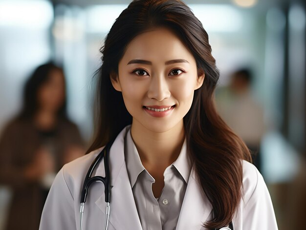 Portrait of friendly male doctor in workwear with stethoscope on neck