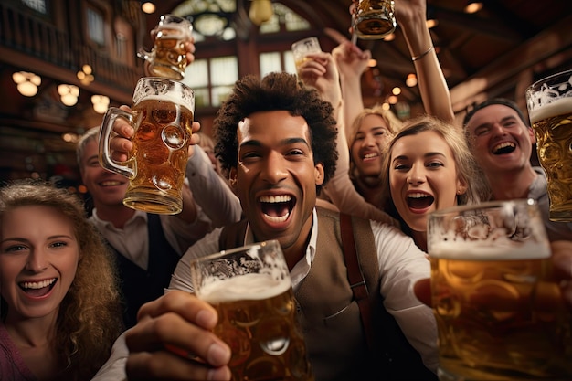 Portrait of friends celebrating Oktoberfest