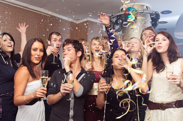 portrait of friends partying at nightclub