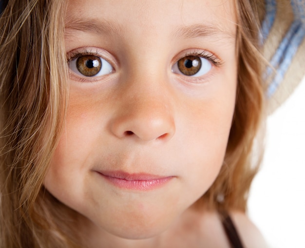 Photo portrait of funny little girl