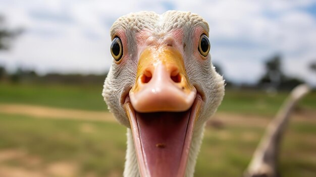 Photo portrait of a funny nile goose looking at the camera