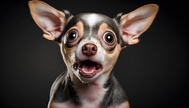 Photo portrait of funny surprised crazy dog