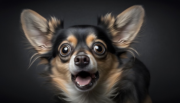 portrait of funny surprised crazy dog