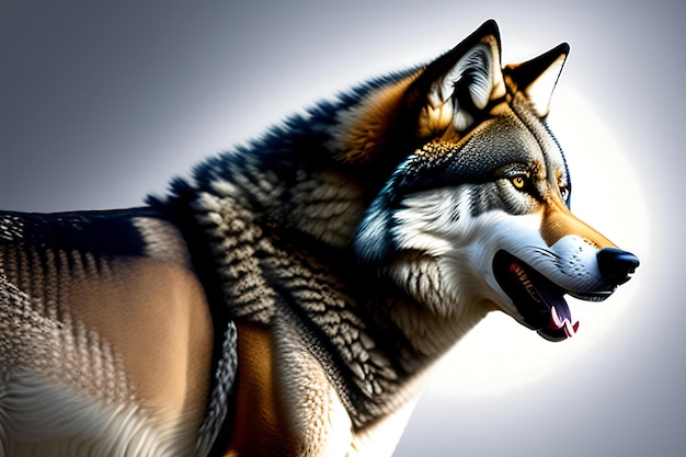 Portrait of a furious gray wolf Angry wolf roaring isolated on transparent background PNG