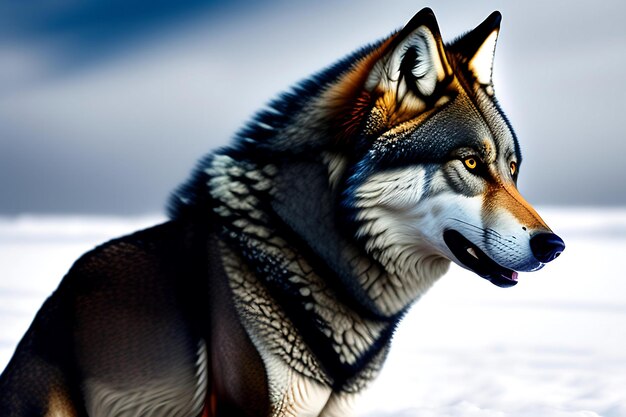 Portrait of a furious gray wolf. Angry wolf roaring isolated on