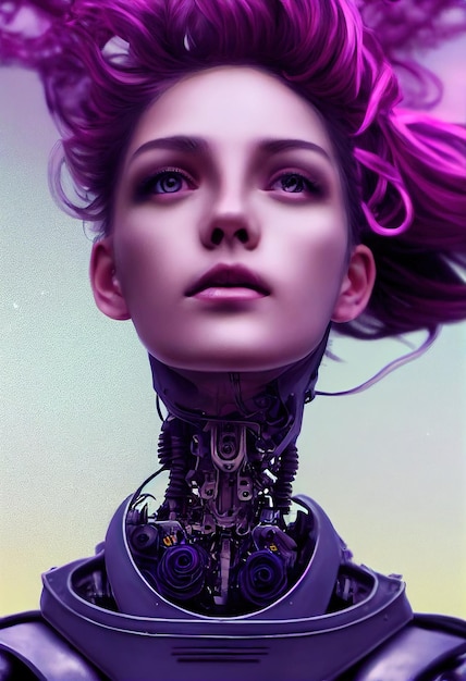 Portrait of a futuristic female robot