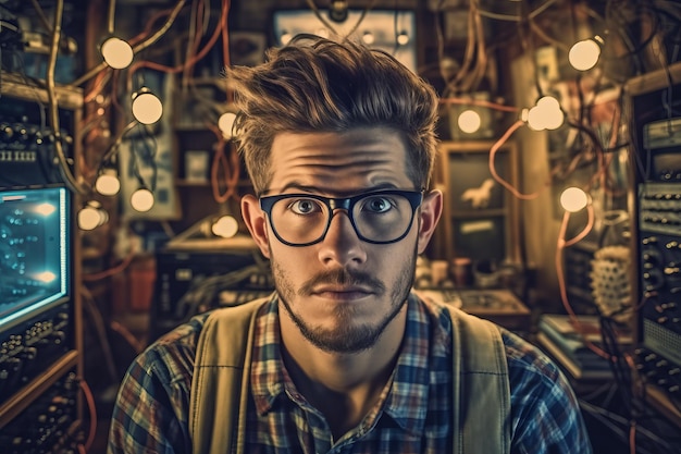 Portrait of the geek a person who is highly knowledgeable Beautiful illustration picture