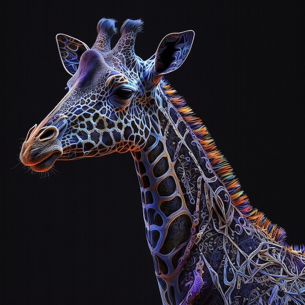 A portrait of a giraffe inspired animal art painting AI Generated Image