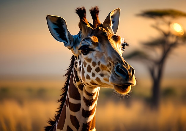 Photo portrait of a giraffe