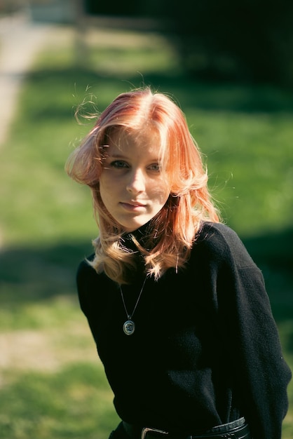 Portrait of a girl 18 years old on the street