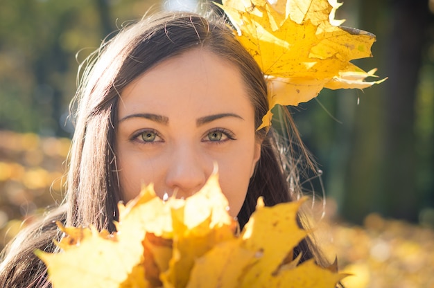 Portrait of girl in autumn Park