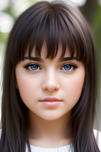 Portrait girl beautiful face AI Generative