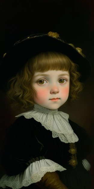 A portrait of a girl in a black hat