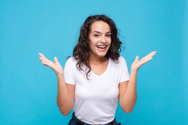 portrait of a girl on a blue background