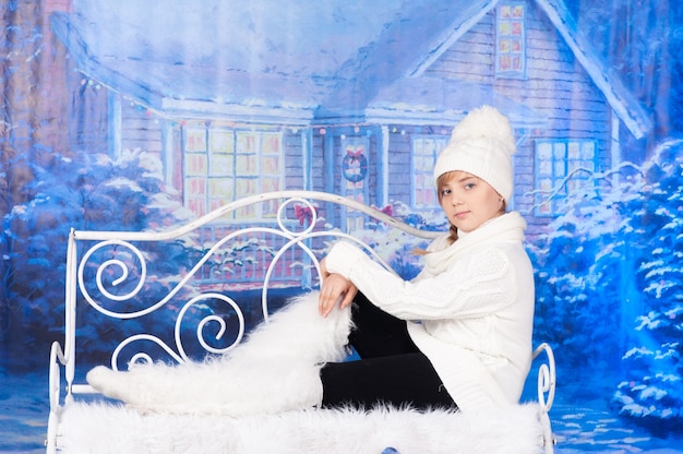 Photo portrait of a girl celebrating christmas