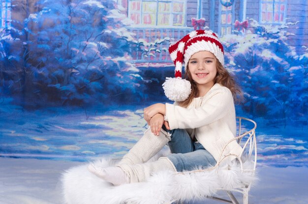 Photo portrait of a girl celebrating christmas